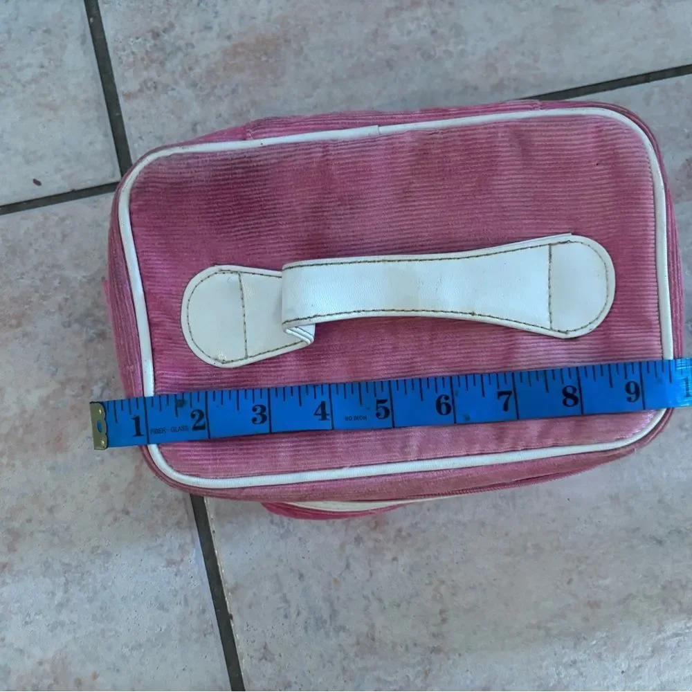 Juicy Couture Cosmetic Makeup Case Pink Brown Handle clutch purse handbag